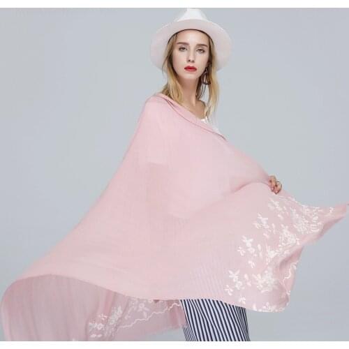 Embroidered embroidered lace scarf women Scarves Luxury Brand Square Scarf Female Printed Head Hijab Women Satin Scarf Foulard