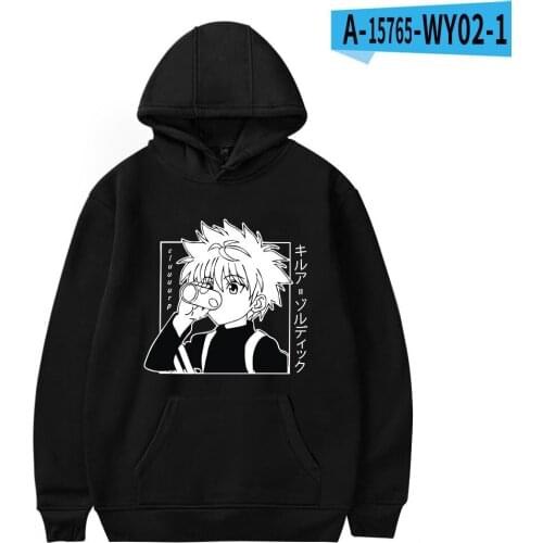 Japanese Anime Funny Killua Eyes Killua HxH Hoodies 2021 Winter Japan Style Hunter X Hunter Sweatshirts Streetwear for Women/men