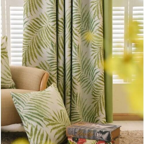 Tropical Plam/Fern Leaf Green Blackout Curtains for Living Room Bedroom Window Door Kitchen Home Decorative Curtains Drapes
