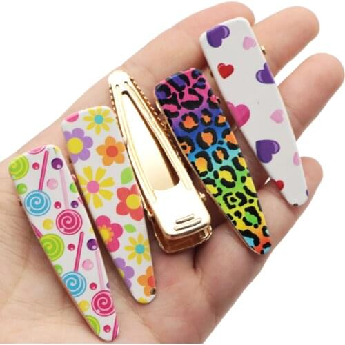 Candy Pumpkin Printed Gold Hair Clip Metal Alligator Hair Clips Pins 10Pcs Flat Top with Teeth for Hairdressing Salon Halloween