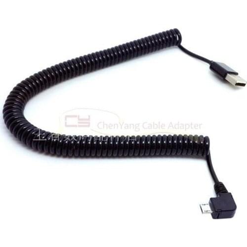 10ft 3m micro usb male 90 degree Right angled to usb male spring Retractable stretch cable sync data charge for samsung HTC LG