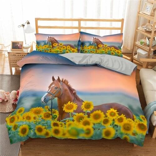 100% High-quality Ropa De Cama 3D Print Horses, Deer, Dinosaurs, Zebras Tiger Duvetcover 2/3pcs Pillowcase Home Textile Dropship