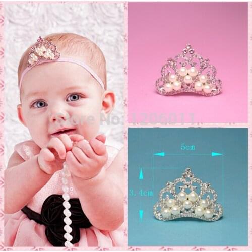120pcs/lot) 2 Colors FACTORY PRICE Fashion Artificial Bling Alloy Rhinestone Crown With Pearls For Girls Tiara Headband