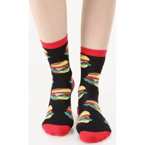 3 pair from turkey high quality cotton happy socks Man Mens summer lot pack wholesale socs design hamburger fast food snack ham
