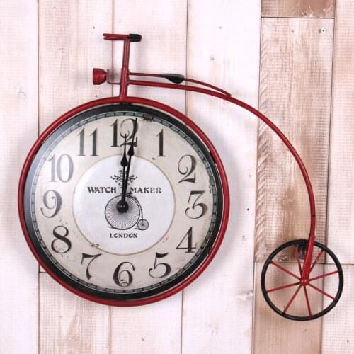 American retro living room wall clock wrought iron ornaments creative bicycle home wall hangings wall murals bar