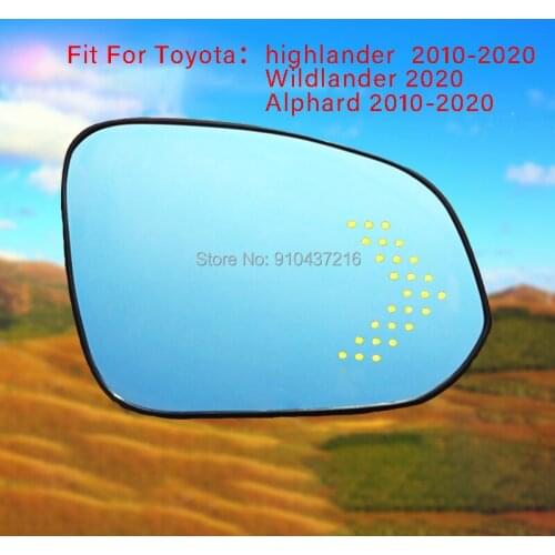 For ToyotaHighlander Alphard 10-20 Car Rearview Mirror Glare Proof Blue Glasses Led Lamp Heated turn single Marquee Large view