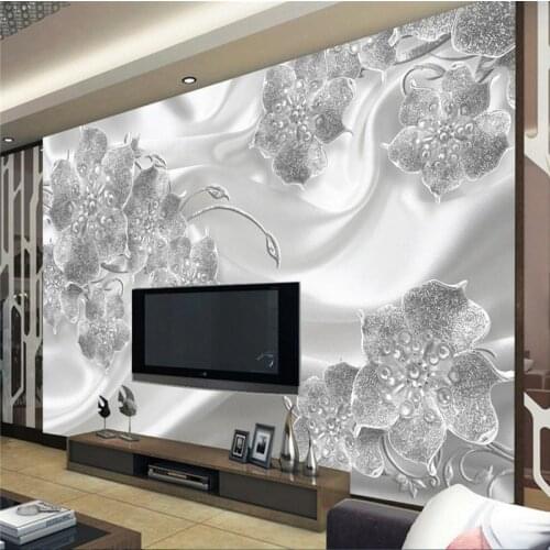 Beibehang Custom Photo Wallpaper 3D Mural Wall Sticker Modern Simple Jewelry Flower Silk Mural TV Background papel de parede