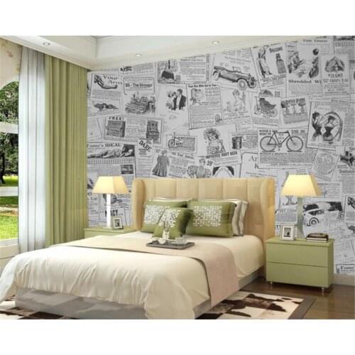 Beibehang Custom wallpaper mural retro old newspaper background home decoration living room bedroom background wall 3d wallpaper