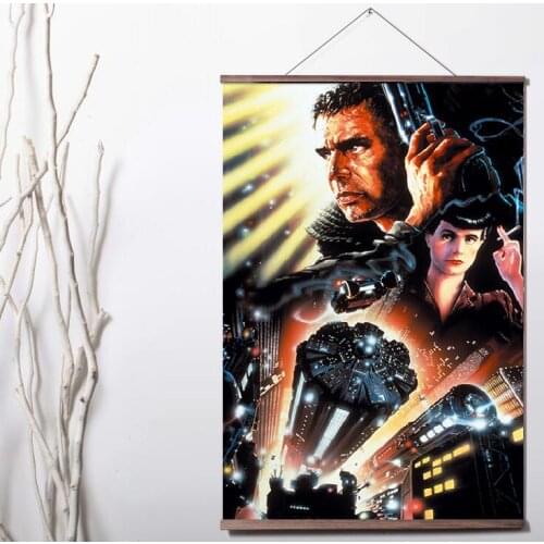 More Style Choose Blade Runner Classic Movie Art Print canvas Poster Canvas Scroll Painting with wood