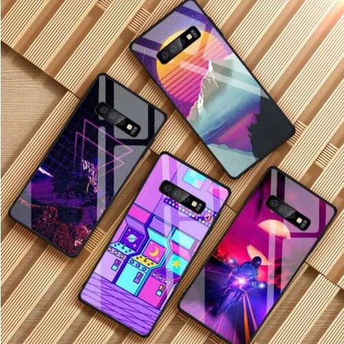 Vaporwave Space Anime Tempered Glass Phone Case For Samsung Galaxy S8 S9 S10 S20 PLUS J6 J8 2018 NOTE 8 9 10 Cover Shell