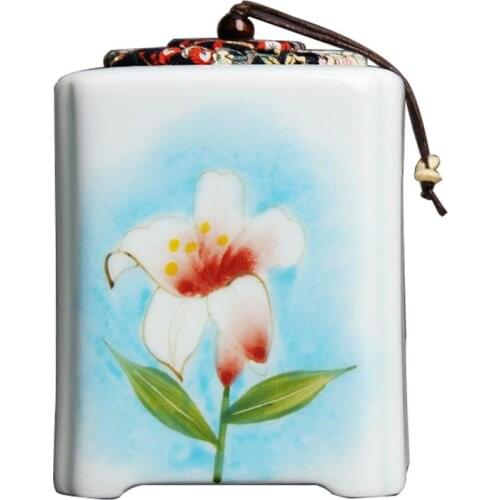 Dear Pet Memorials Lily Pattern Ceramics Pet Cremation Urn