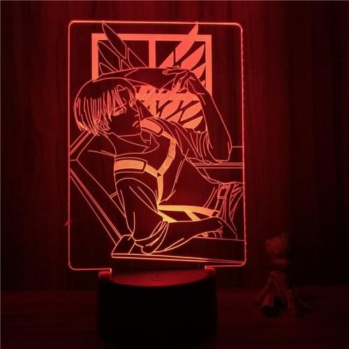 Anime Attack on Titan Eren Jaeger Resting Action Figure 7 Colors Touch Optical Illusion Lamp Gift Decor Model 3D Nightlight