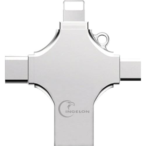 Ingelon 4in1 Metal Cross Pendrive 32gb cle usb 2.0 Christian Memory Stick team logo Encrypted USB C for iphone8 7 X 6S Samsung
