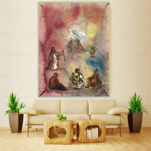Canvas Oil Painting Salvador Dali"Tales From The 1001 Nights"Wall Art Aesthetic Print Poster Backdrop Home Room Decoration