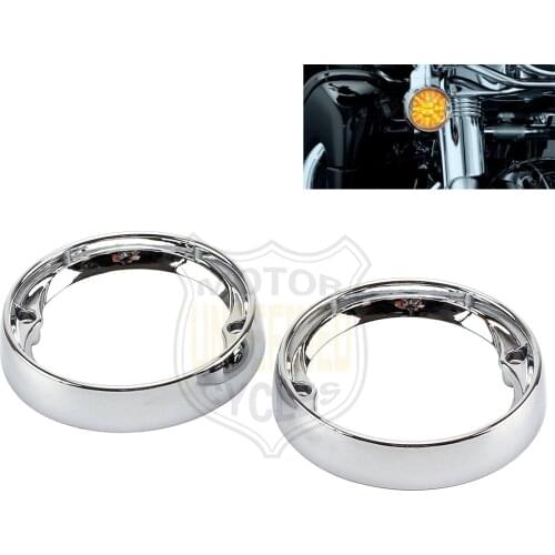 Chrome Deep Dish Flat Turn Signal Light Bezels Ring Trim For Harley Touring Street Glide FLH/T FLHX Road King Road Glide 1986-up