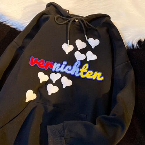 Love Chic Letter Printed Graphic Hoodie Harajuku Teens Kawaii Clothes 2021 Autumn New Hip Hop Streetwear Long Sleeve Tops Casual