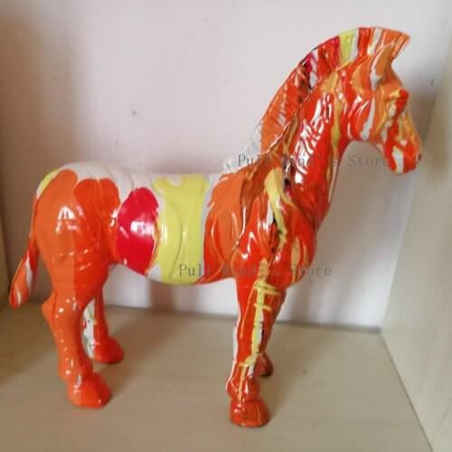 Exquisite hand painted multicolor resin horse statue Fashion Art Animal horse home office decoration sculpture Great gift