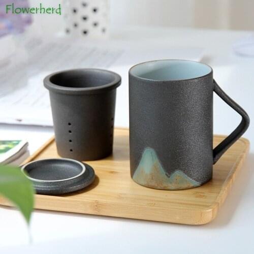 Ceramic Filter Tea Cup with Lid Handgrip Office Home Tea Cup Customized Household Ceramic Tea Cup Cup