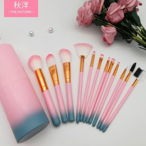Manufacturers supply gradient color makeup brushes 12 barrel brushes makeup tools eye shadow brush lip brush color set brush