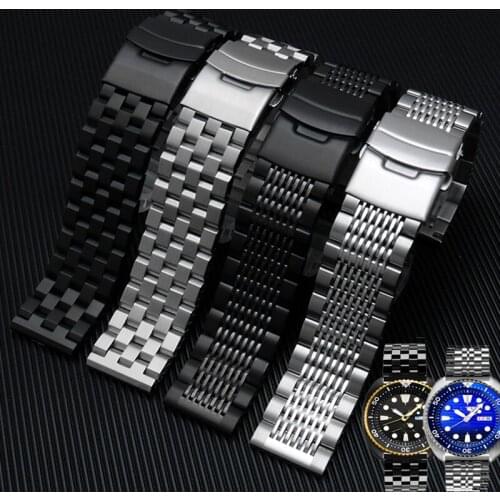 Metal watch strap for S-eiko metal watch chain Jinggong 5 / water ghost refined steel mens watch strap accessories 20mm 22mm