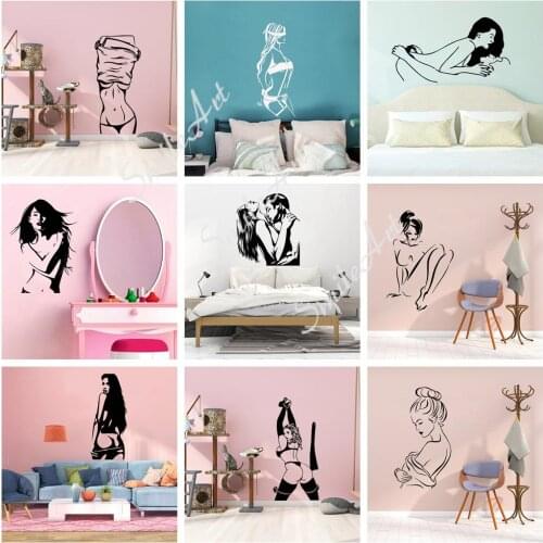 Cartoon sexy woman Wall Stickers Self Adhesive Art Wallpaper For Kids Rooms Decoration Decoration Accessories