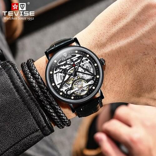 TEVISE 2021 Men Automatic Mechanical Watch Fashion Design Man Brand Luxury Male Sports Waterproof Mechanical Skeleton Wristwatch