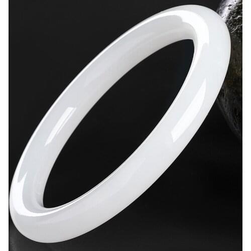 Natural A White Jade Bangle Bracelet Charm Jadeite Jewellery Fashion Amulet Gifts for Women Men