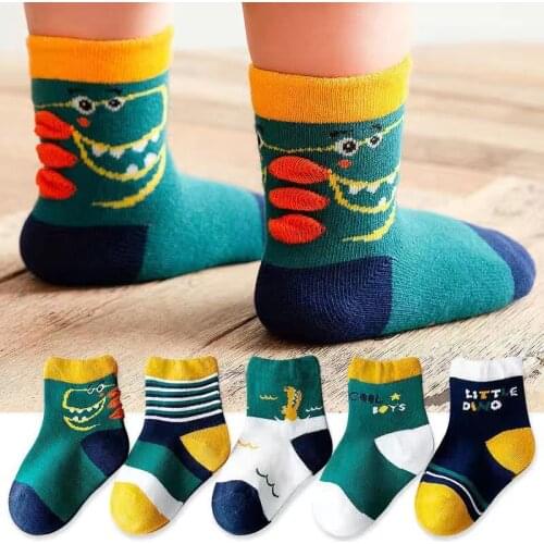5Pairs /Set Cotton Baby Kids Socks Autumn Cute Cartoon Boys Sport Socks Comfortable Print Winter Children Socks Girls Socks
