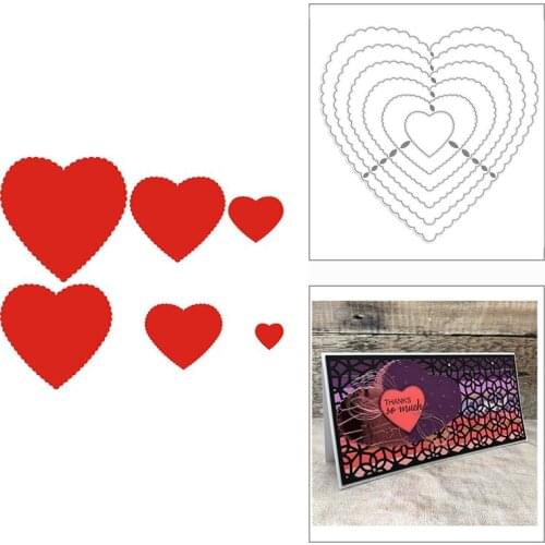 2021 New Nesting Scalloped Heart Frame Metal Cutting Dies for Scrapbooking Decor and Card Making Paper Craft Embossing No Stamps