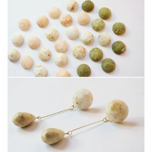 Newest 50pcs/lot 19mm color print geometry rounds shape flatback resin beads diy jewelry earring/garment accessory