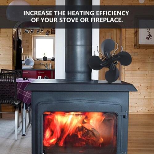 New 4 Leaves Fireplace Fan Wood Burning Real Hot Power Fireplace Small Fan Energy Saving Thermal Power Fireplace Fan