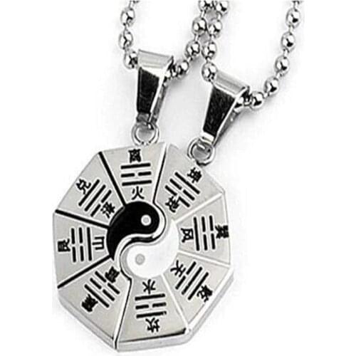 Yin Yang Bagua Map Necklace Pendant Vintage Silver Charms Choker Collar Statement Chain Couple Necklace For Women Jewelry A415