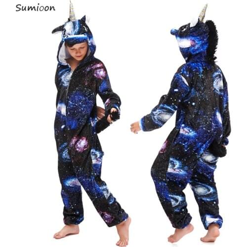 Boy Girl Pajamas Unicorn Winter Children Pajama Cartoon Animal Panda Onesie Kigurumi Pyjamas Kids Hooded Baby Sleepwear Jumpsuit