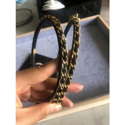 2021 New Arrival Classic Womens Girls Faux Leather Chain Headband Hairband Hair Accessories Femme Heawear Gift