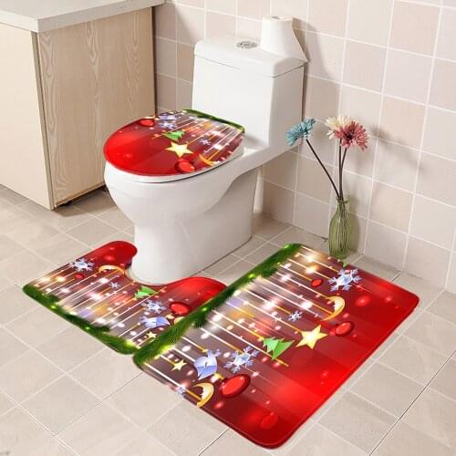 Christmas Supplies Toilet Decoration Christmas Toilet Three-Piece Bathroom Decoration Cartoon Toilet Seat Cover Bathroom Decor