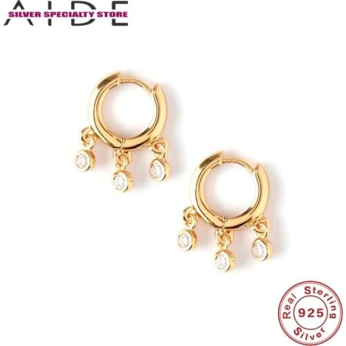 AIDE Hoop Earring For Gifts 925 Sterling Silver Earrings For Women Piercing Earring Fine Jewelry White Zircon Pendientes Aretes