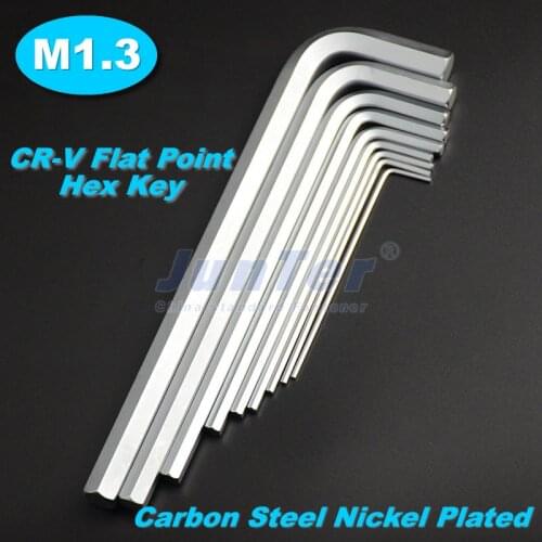 10pcs/lot M1.3(1.3mm) CR-V Flat Point Carbon Steel Nickel Plated Hex Key Allen Wrench Metric