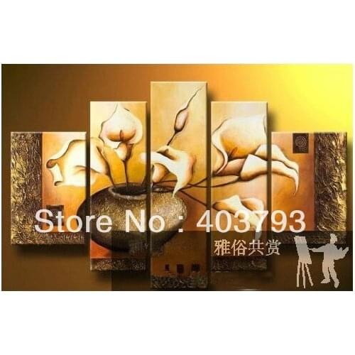 Modern abstract Oil Painting On Canvas huge wall art beautiful base calla flower Free shipping