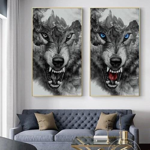 Modern Canvas Prints Animal Art Mountain Lion Wolf Posters Wall Decor Paintings Wall Pictures for Living Room Home Cuadros Decor