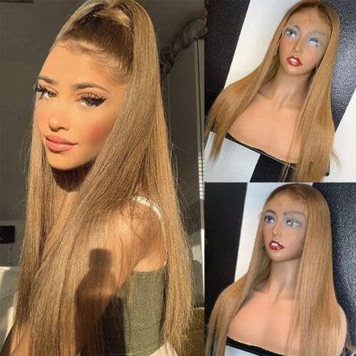 Ombre Blonde Highlight Lace Front Human Hair Wigs with Baby Hair 180% Peruvian Lace Wigs for Black Women Natural Hairline T Part