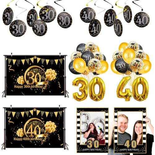Wayfun Black Gold Balloons Birthday 30 40 50 Years Anniversary Party Supplies 30th 40th 50th Birthday Party Balloon Decoration