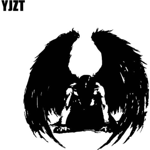 YJZT 16.7*16.3CM Wake Up Dark Man Angel To Fight Covering The Body Silhoutte Car Sticker Decal Black/Silver Vinyl C20-1622