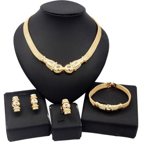 Yulaili Bridal Gift Fashion African Jewelry Sets High Quality Female Necklace Earrings Bracelet Ring Wedding Jewelery Wholesale