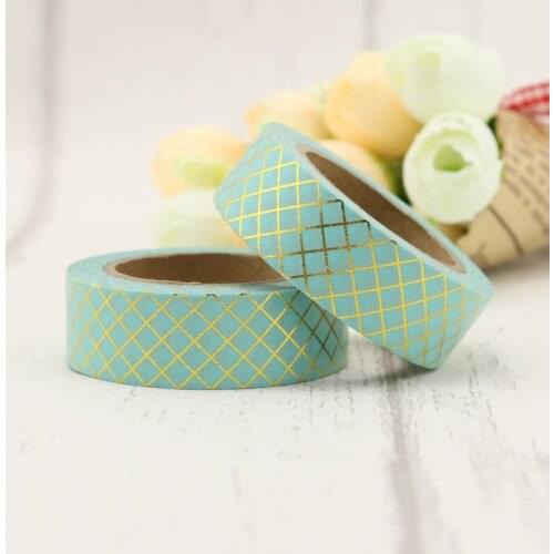 1PC 15mm*10m Foil Grid Stripes Washi Tape Japanese Paper Planner Masking Tape Adhesive Tape kawaii washi tape set
