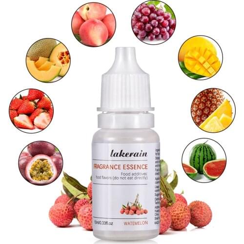 10ml Natural Flavoring Fragrance Essential Oils Drops for Lip Gloss DIY Food Grade Flavor Cosmetic Use Strawbeey Mango Smell
