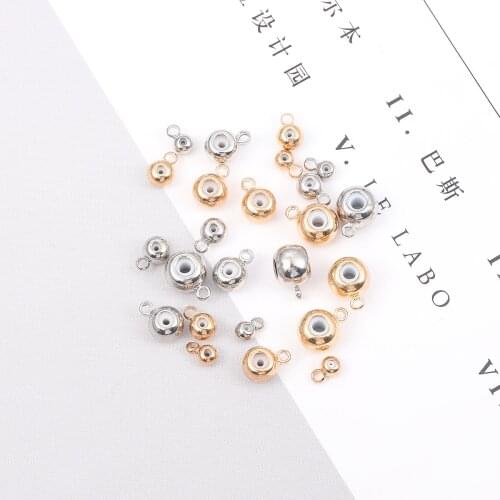 10pcs Round Gold-plated Copper Strap Hanging Glossy Round Bracelet Necklace Adjustment Bead Positioning Spacer Bead Wholesale