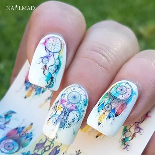 12sheets/pack Dreamcatcher Nail Water Decals Feather Nail Art Water Decals Nail Transfers Sticker Water Slide