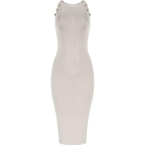 2020 New Autumn Sleeveless Mini Good Quality Bandage Dress Women Dress Sexy Bodycon Party Club Celebrity Ladies Clothing