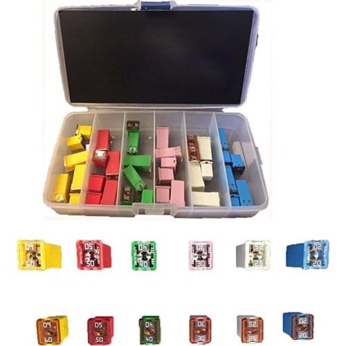 36 pc Automotive Combination LOW and TALL/STD PROFILE JCASE Box Shaped Assortment Fuse Kit for Pickup Trucks Cars and SUVs