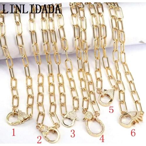 5Pcs Trendy Charm chain Necklace with CZ Lobster Clasps Women Men Jewelry